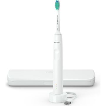 Philips Periuta de dinti sonica electrica Philips Sonicare Seria 3100 HX3673/13, 31000 miscari/minut, 1 mod de curatare, senzor presiune, functia BrushSync, 1 cap de periere, toc de transport, Alb