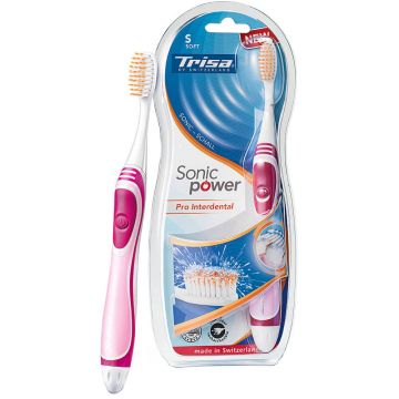 Periuta de dinti electrica Trisa Sonic Power Pro Interdental Soft 661856, 28000 vibratii, 1 program, 1 capat, Multicolor