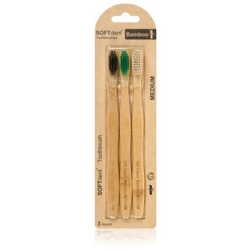 SOFTdent Bamboo Medium - 3 pack Periuta de dinti de bambus