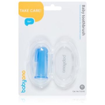 BabyOno Take Care First Toothbrush periuta de dinti pentru deget pentru copii cu sac