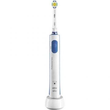 Periuta de dinti electrica Oral-B PRO 600 3D White, reincarcabila, curatare 3D, 1 program, 1 capat (Alb/Albastru)