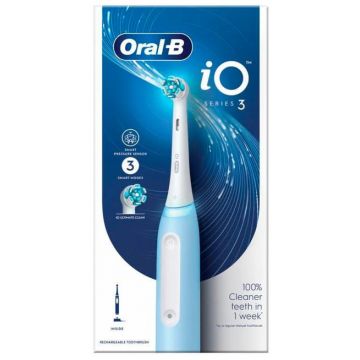 Periuta de dinti electrica Oral-B iO3, 3 moduri periaj, Senzor presiune smart, 1 capat inclus (Albastru)