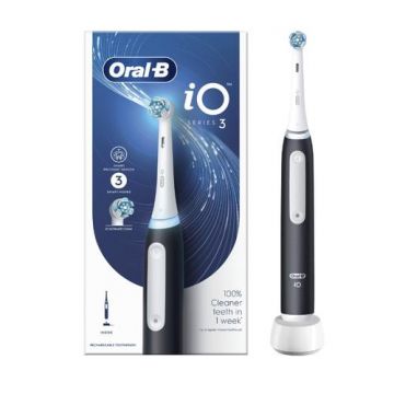 Periuta de dinti electrica Oral-B iO3, 3 moduri periaj, Senzor presiune smart, 1 capat inclus (Negru)