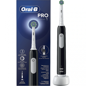 Periuta de dinti electrica Oral-B Pro Series 1, Curatare 3D, 3 moduri periaj, Timer, Senzor de presiune, 1 capat inclus (Negru)