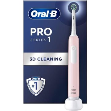 Periuta de dinti electrica Oral-B Pro Series 1, Curatare 3D, 3 moduri periaj, Timer, Senzor de presiune, 1 capat inclus (Roz)