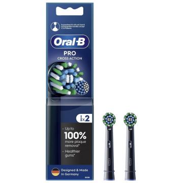 Rezerve periuta de dinti Oral-B EB50BRB CrossAction, 2 bucati (Negru)